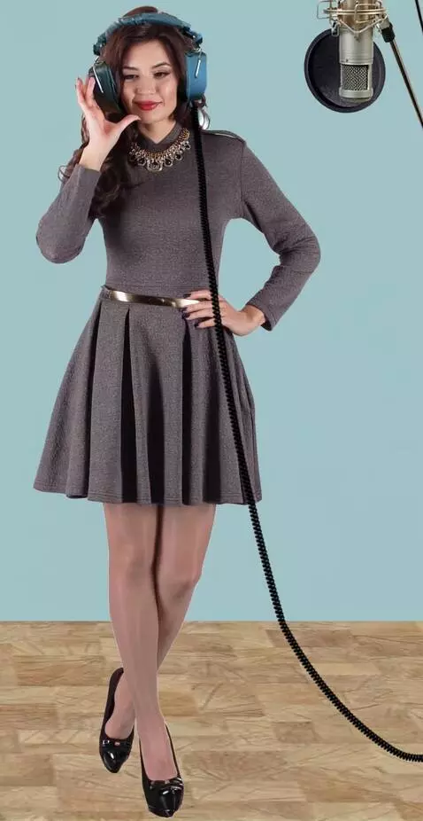 AI Video from prompt: a young woman in a recording studio. They put a 
