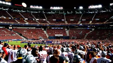 AI Video from prompt: Football stadium  with crowd with copper coins f