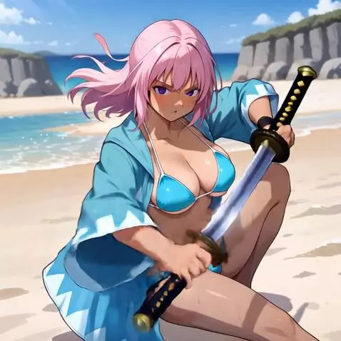 AI Video from prompt: She fights using her Japanese katana sword in he