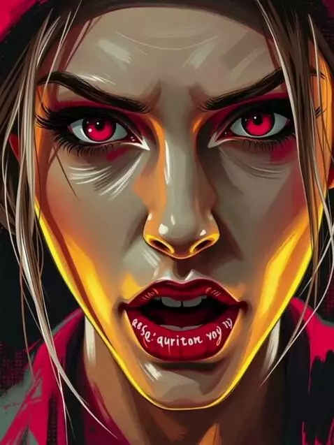 AI Video from prompt: Her eyes flashed red and flames exploded out of 