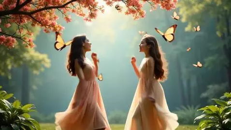 AI Video from prompt: Two butterfly are flying under the flowers and s
