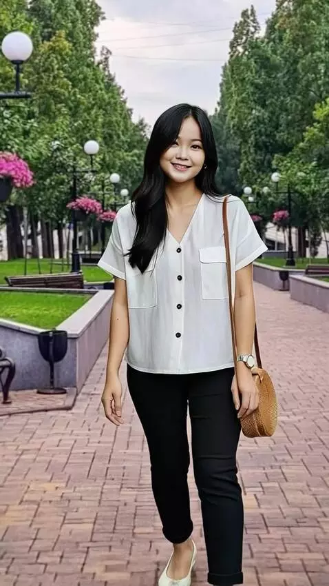 AI Video from prompt: Wanita iini berjalan anggun depan kamera sambil 