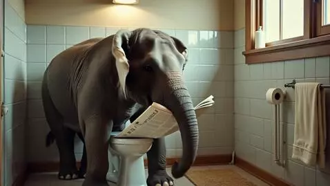 AI Video from prompt: Elephant reading the newspaper Using the toilet 