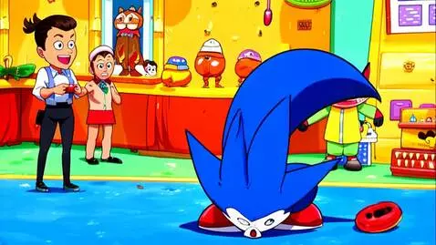 AI Video from prompt: Sonic the Hedgehog Spinning his Ring but he Drop