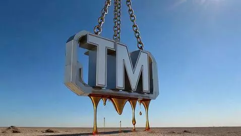 AI Video from prompt: The TM logo is now suspended high above the grou