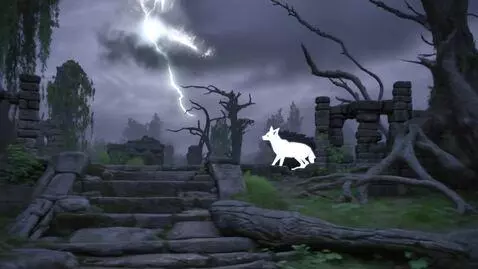 AI Video from prompt: "In a forgotten forest, a glowing fox walks thro