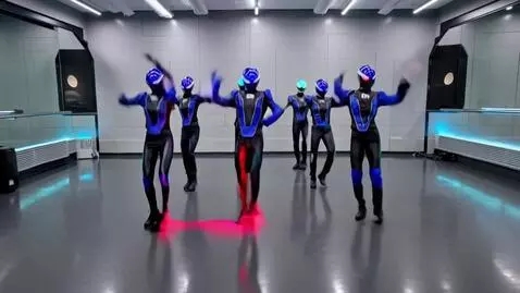 AI Video from prompt: AI Human Hybrids dancing in uniform to a dubstep