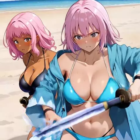 AI Video from prompt: She fights using her japanese katana sword in he