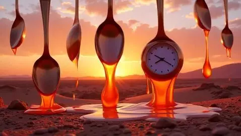 AI Video from prompt: Texture pattern of melting spoons and clocks fal