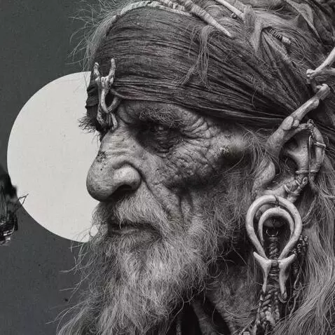 AI Video from prompt: an old man with large ear piercings and wearing 