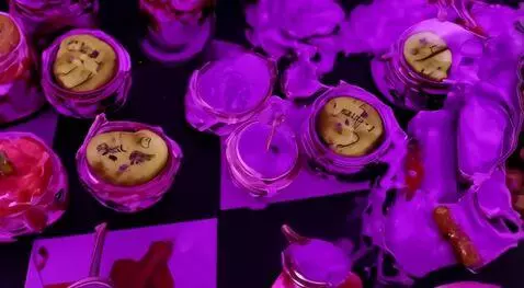 AI Video from prompt: a texture pattern featuring mason jars of glowin