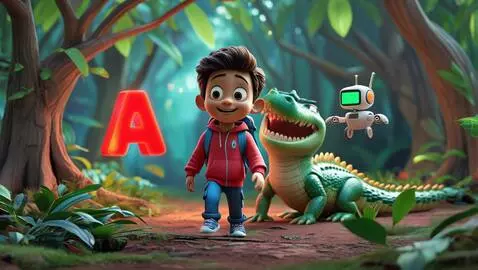 AI Video from prompt: Pixar-style animation of a cheerful young boy na