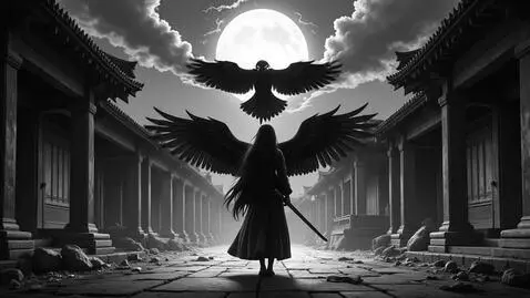 AI Video from prompt: A cinematic black and white anime scene, 5 secon