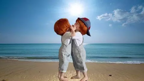 AI Video from prompt: Two boys fight,pinching each other faces