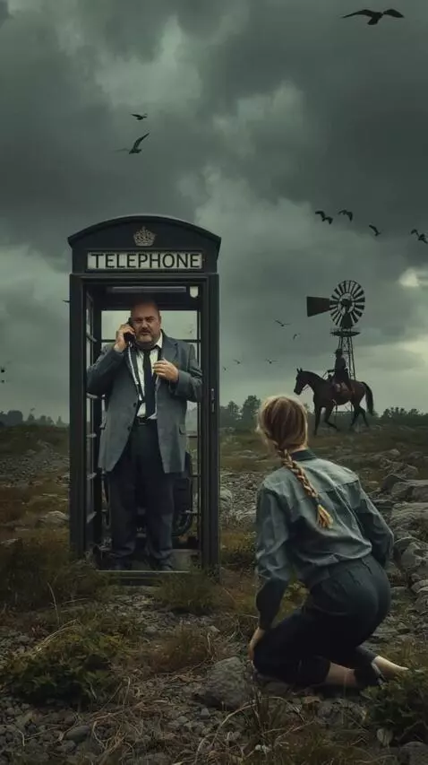 AI Video from prompt: A man is talking on the phone, looking nervous; 