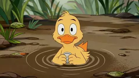 AI Video from prompt: A duck in muck holds a buck for good luck - voic