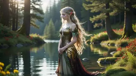 AI Video from prompt: A beautiful elven woman with pointed ears stands