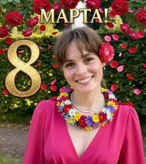 AI Video from prompt: a girl in a festive mood. she  is looking straig