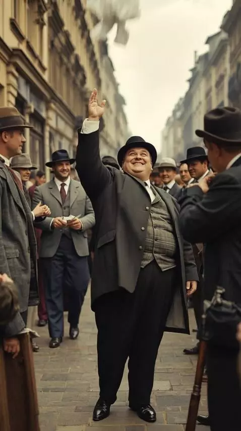 AI Video from prompt: A man proudly greets people, throws a handkerchi