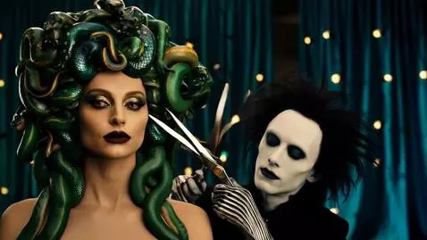 AI Video from prompt: AI Video of edward scissorhands transforms into 