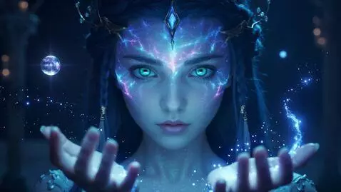 AI Video from prompt: Close-up of a gorgeous ethereal sorceress with l