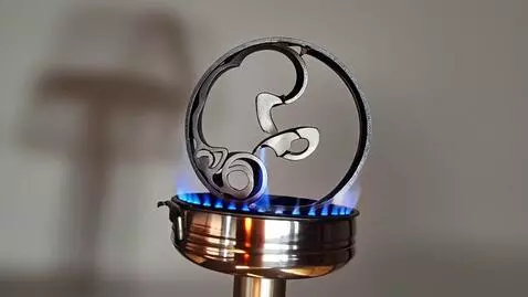 AI Video from prompt: Cinematic macro shot of a custom-designed gas bu