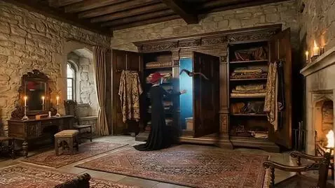 AI Video from prompt: The room is silent. From a narrow crack in the s