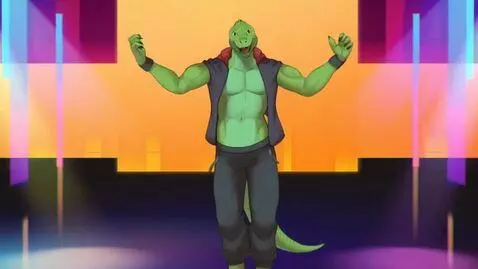 AI Video from prompt: Lizard dude going with the music dancing then he