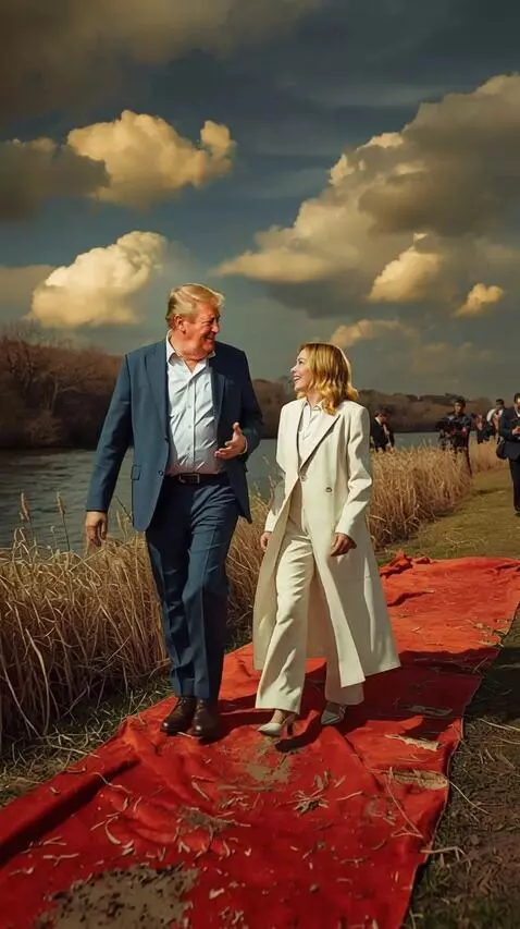 AI Video from prompt: A man and a woman walk down the red carpet. The 