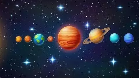 AI Video from prompt: Visual Action: The colourful planets gently bob 