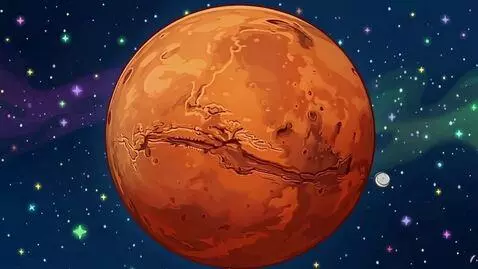 AI Video from prompt: The dusty, rust-coloured planet Mars slowly rota