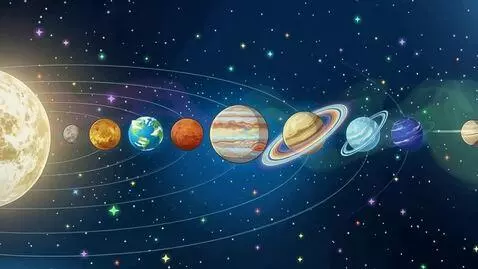 AI Video from prompt: Visual Action: All eight planets of the solar sy