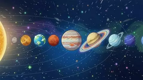 AI Video from prompt: Visual Action: All eight planets of the solar sy