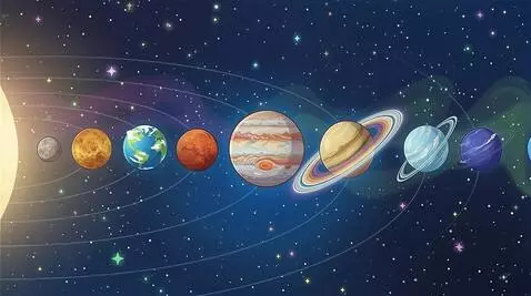 AI Video from prompt: Visual Action: All eight planets of the solar sy