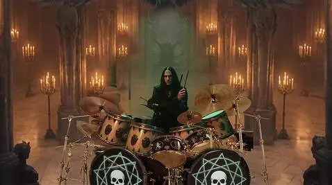 AI Video from prompt: the drummer plays the beat, the camera slowly pa