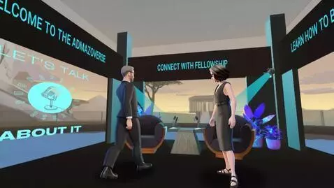 AI Video from prompt: Have the two avatars sit down in the chairs