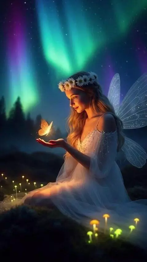 AI Video from prompt: "A young, blonde forest fairy kneeling on a pitc