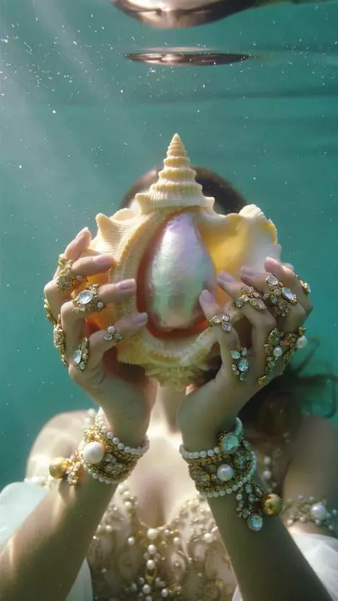 AI Video from prompt: "An enchanting scene underwater, in the clear tu