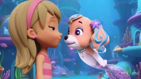 AI Video from prompt: Coral transforms Katie with a nose boop.