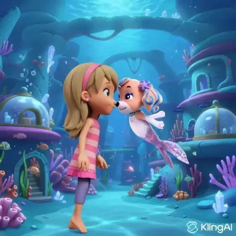 AI Video from prompt: Coral transforms Katie with a nose boop.