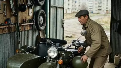 AI Video from prompt: A Soviet Union city. Outskirts. Garages. This is