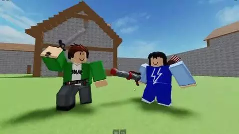 AI Video from prompt: make a video of a roblox player fighting another