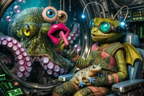 AI Video from prompt: Puppet eats a bite of candy. Puppet gives candy 