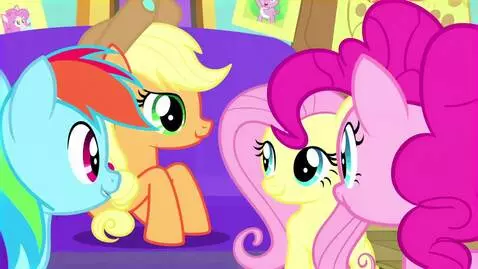 AI Video from prompt: Applejack, Fluttershy, Pinkie Pie, and Rainbow D