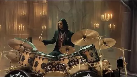 AI Video from prompt: the drummer plays the beat, the camera moves unt