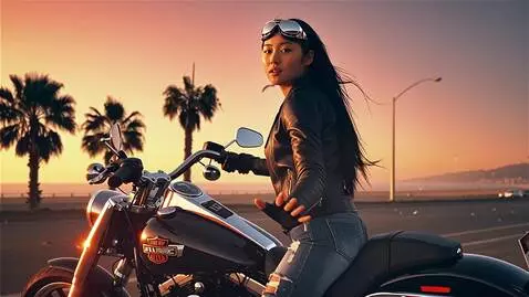 AI Video from prompt: The girl on the harley