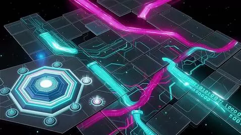 AI Video from prompt: A top-down cyberpunk strategy game battlefield m
