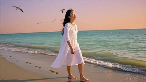 AI Video from prompt: woman walking on the beach