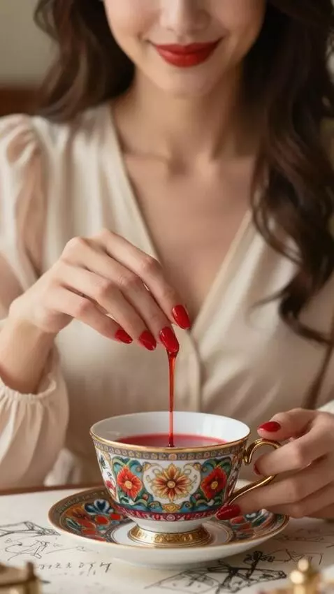 AI Video from prompt: The girl's manicure gradually changes color to F