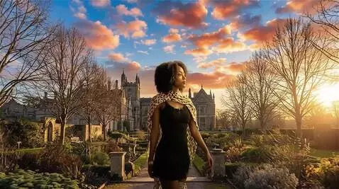 AI Video from prompt: the girl sings the song as she walks forward awa